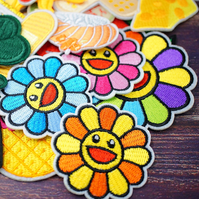 Patch vải ủi nhiệt thêu logo hình thức ăn vặt trái cây hoa cúc dễ thương cute sticker H82