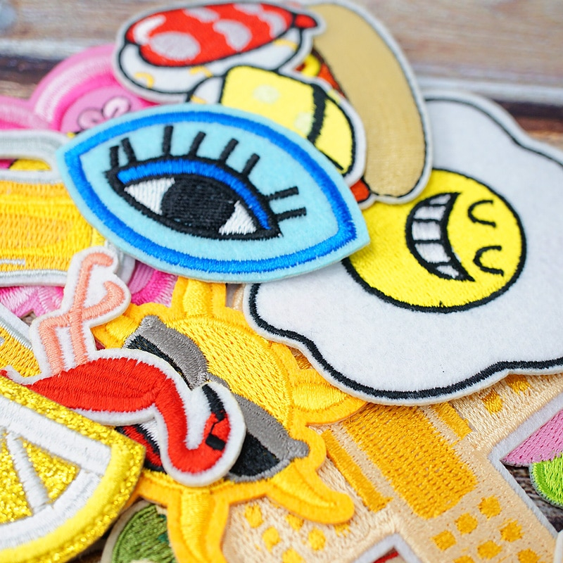 Patch vải ủi nhiệt thêu logo hình thức ăn vặt trái cây hoa cúc dễ thương cute sticker H82