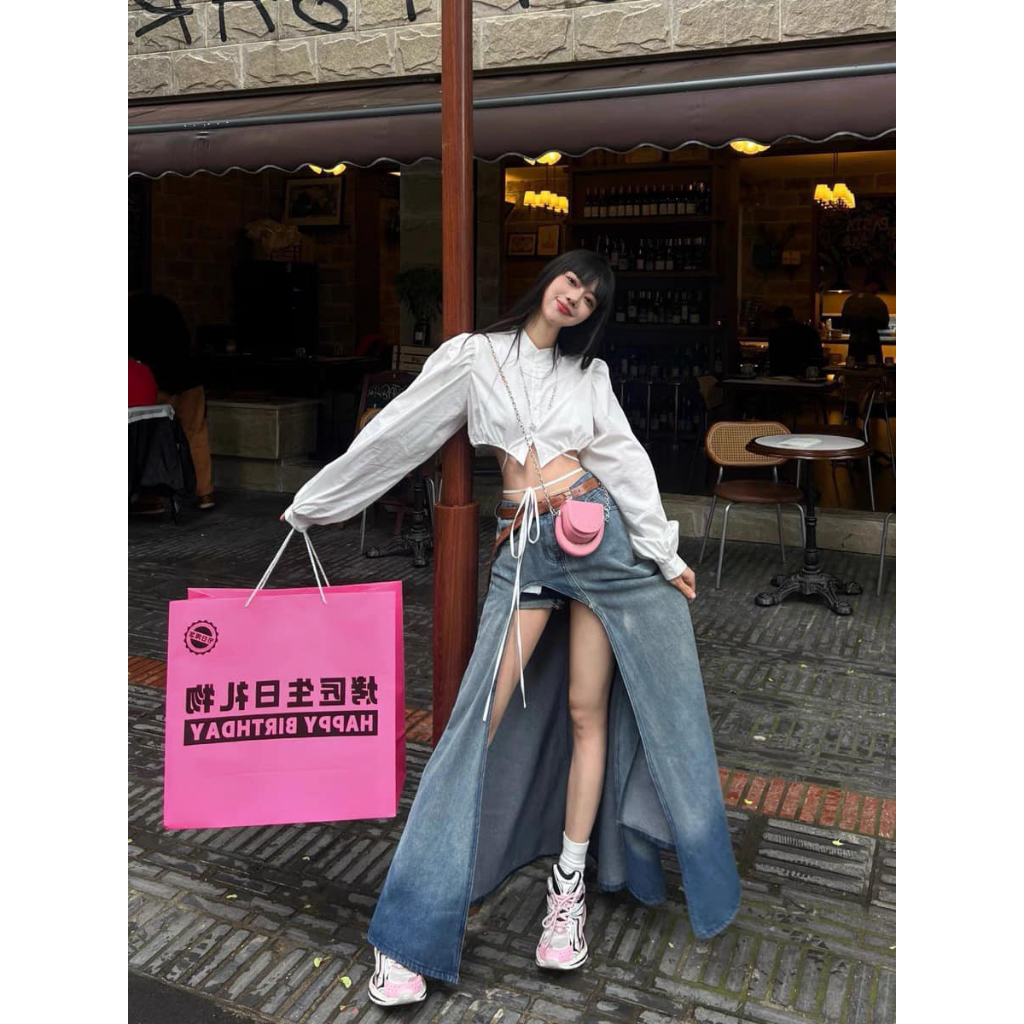 Áo sơ mi nữ dáng croptop ELWYN EL34