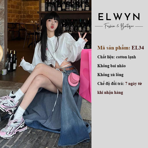 Áo sơ mi nữ dáng croptop ELWYN EL34