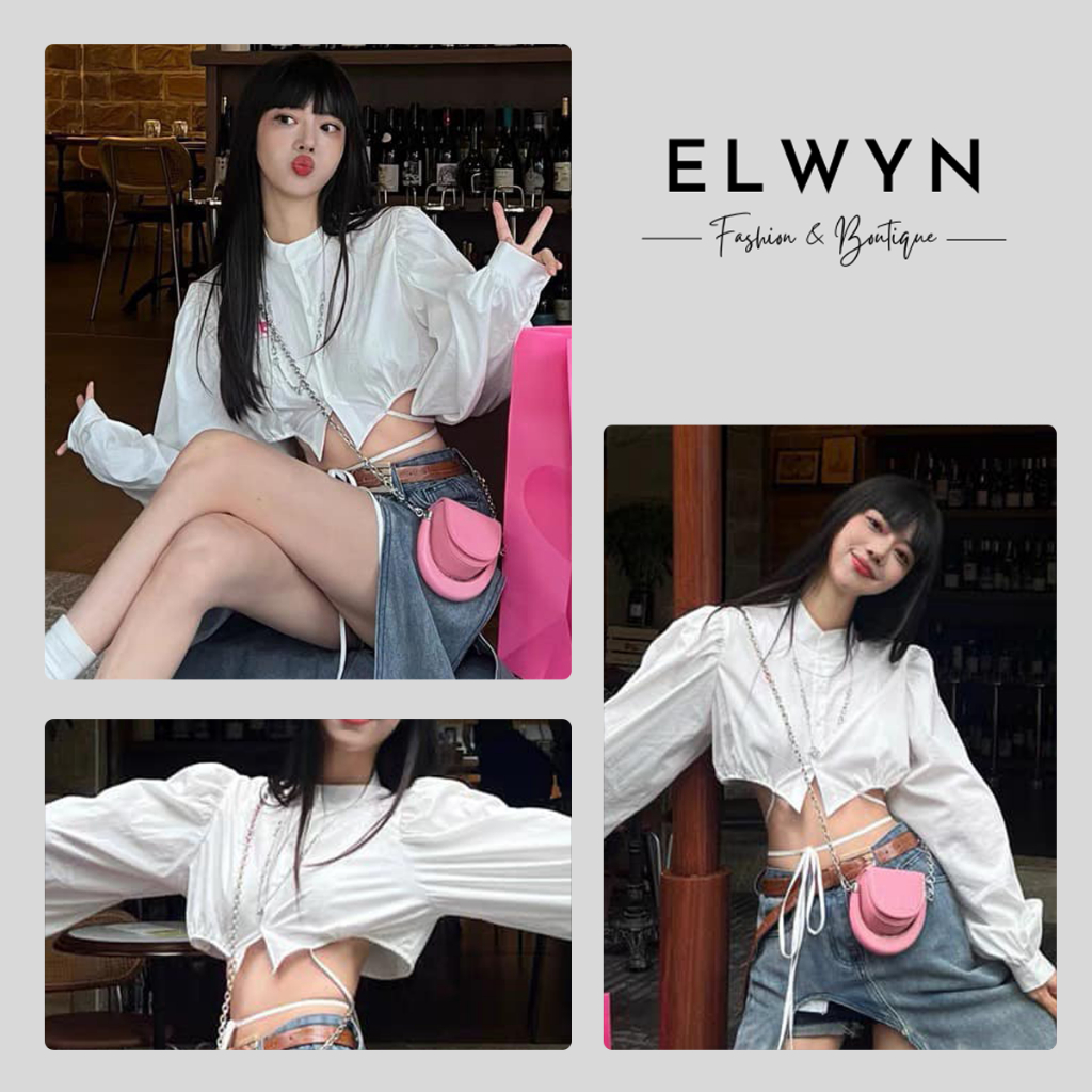 Áo sơ mi nữ dáng croptop ELWYN EL34