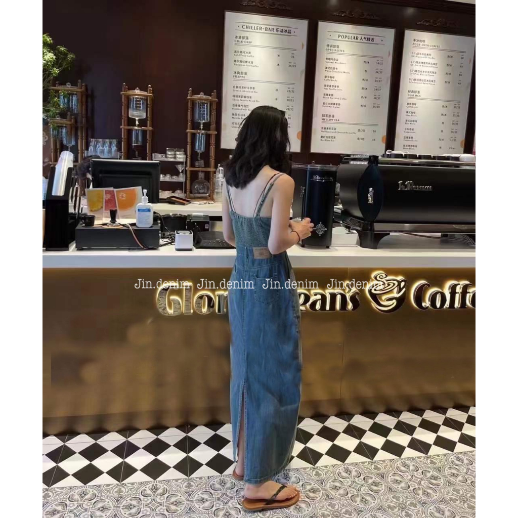 Váy đầm bò 2 dây cúp ngực dáng dài, váy bò 2 dây, váy bò quây thiết kế hàng QCCC chun lưng 037 | BigBuy360 - bigbuy360.vn
