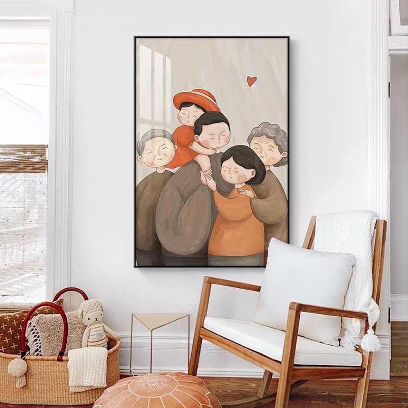 Tranh treo tường gia đình tráng gương cao cấp Lala decor phòng khách, phòng ngủ size 40x60cm tặng kèm đinh đa năng