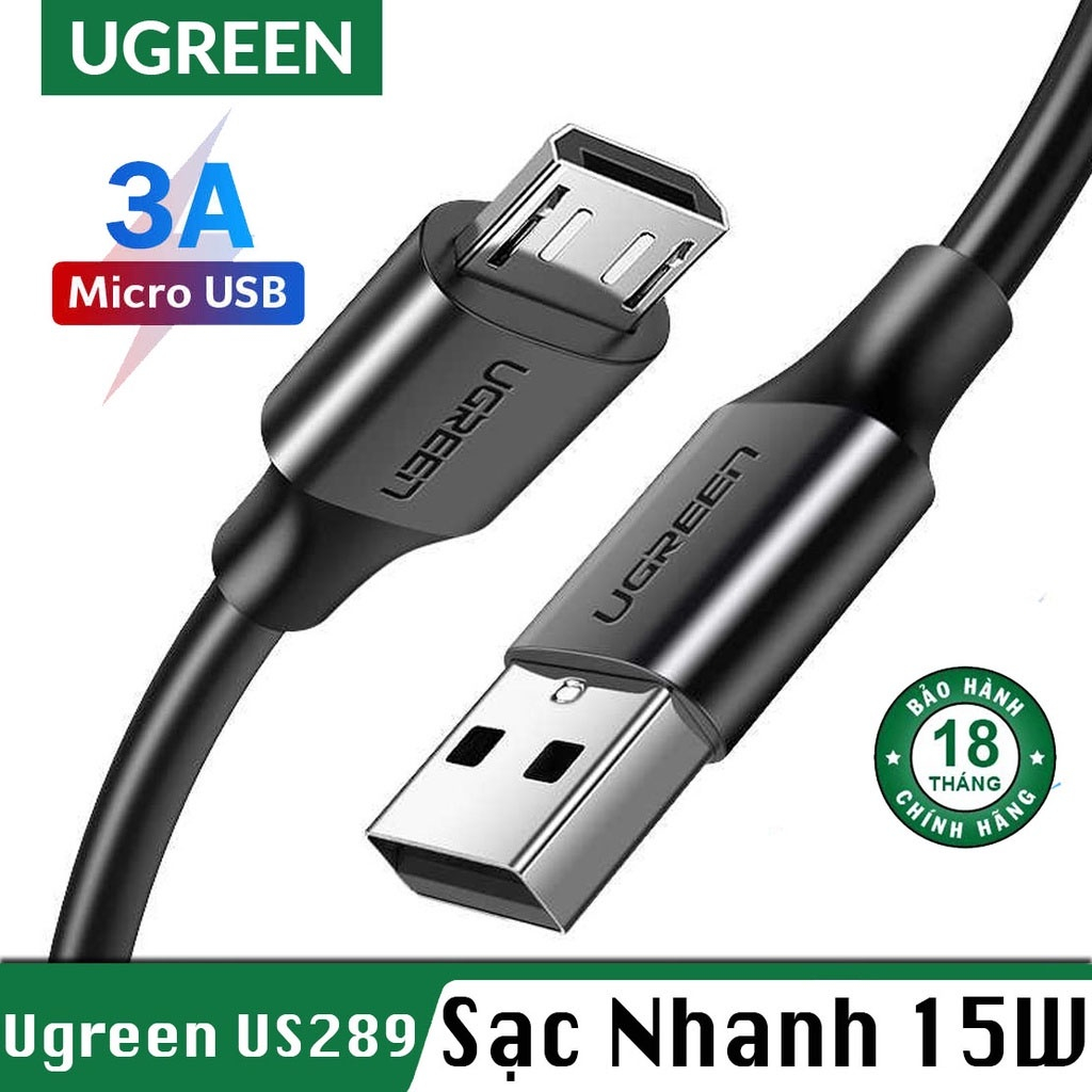 Cáp sạc nhanh Micro Ugreen, sạc nhanh, truyền dữ liệu tốc độ cao 480Mbps, chính hãng, bảo hành 12 tháng