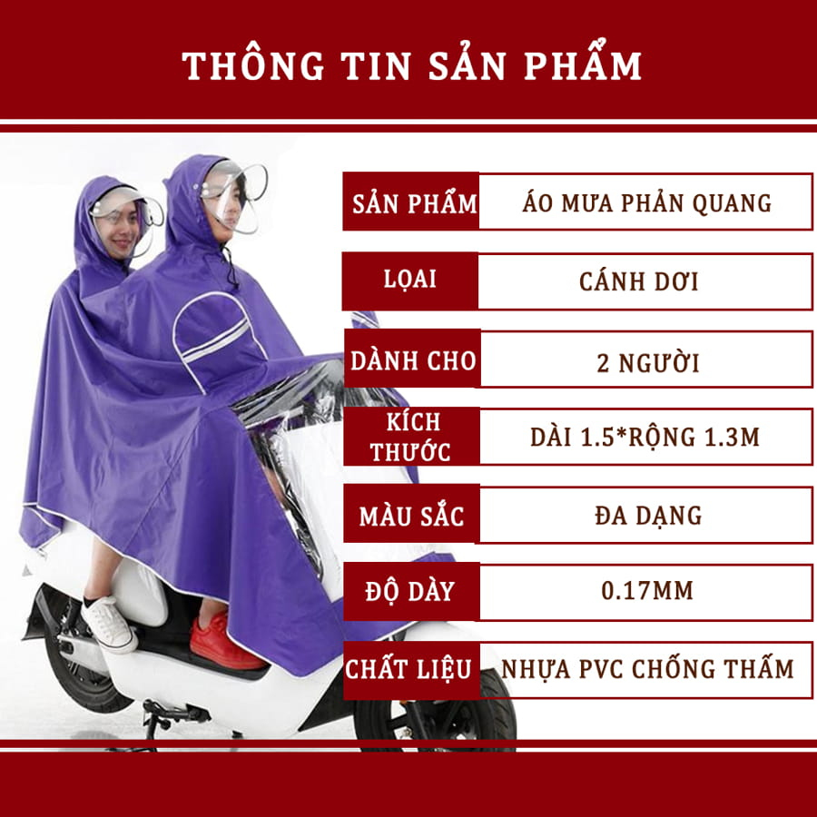 Áo Mưa Cánh Dơi Hai Đầu Phản Quang Có Kính Che Mặt Cao Cấp-mp