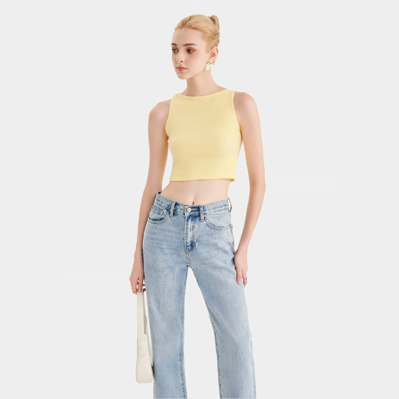 Áo thun croptop nữ MARC FASHION 3 lỗ cổ thuyền FALH061722