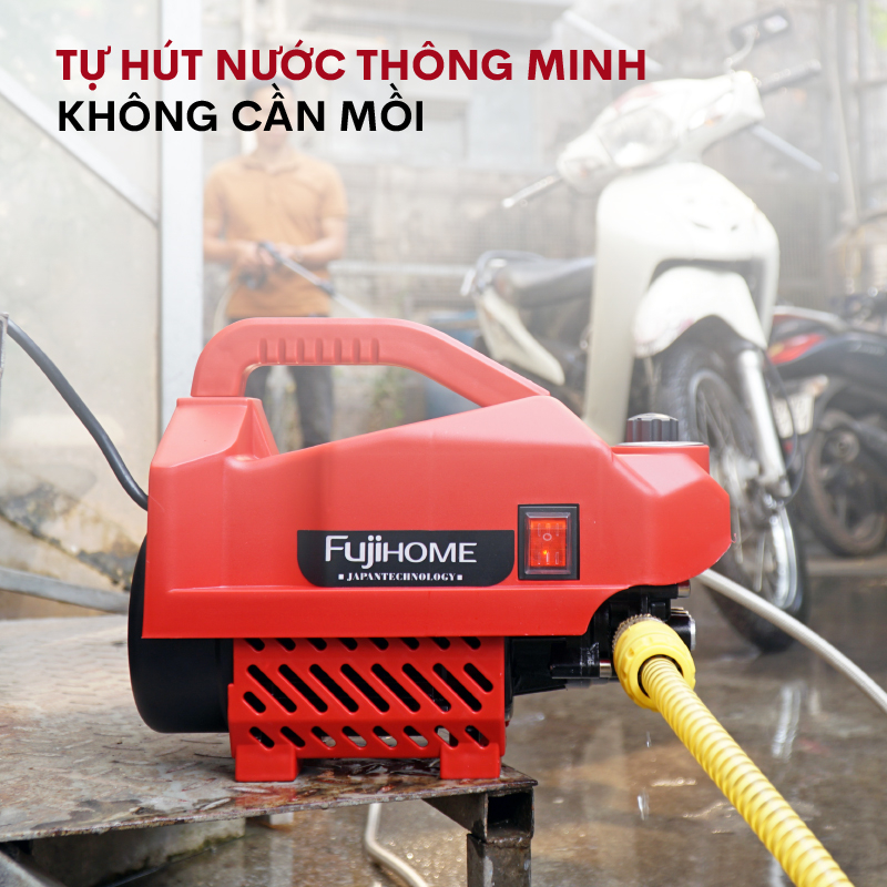 Máy xịt rửa xe cao áp cho ô tô xe máy FUJIHOME nhập khẩu rửa xe mini tăng áp lực cao cho gia đình