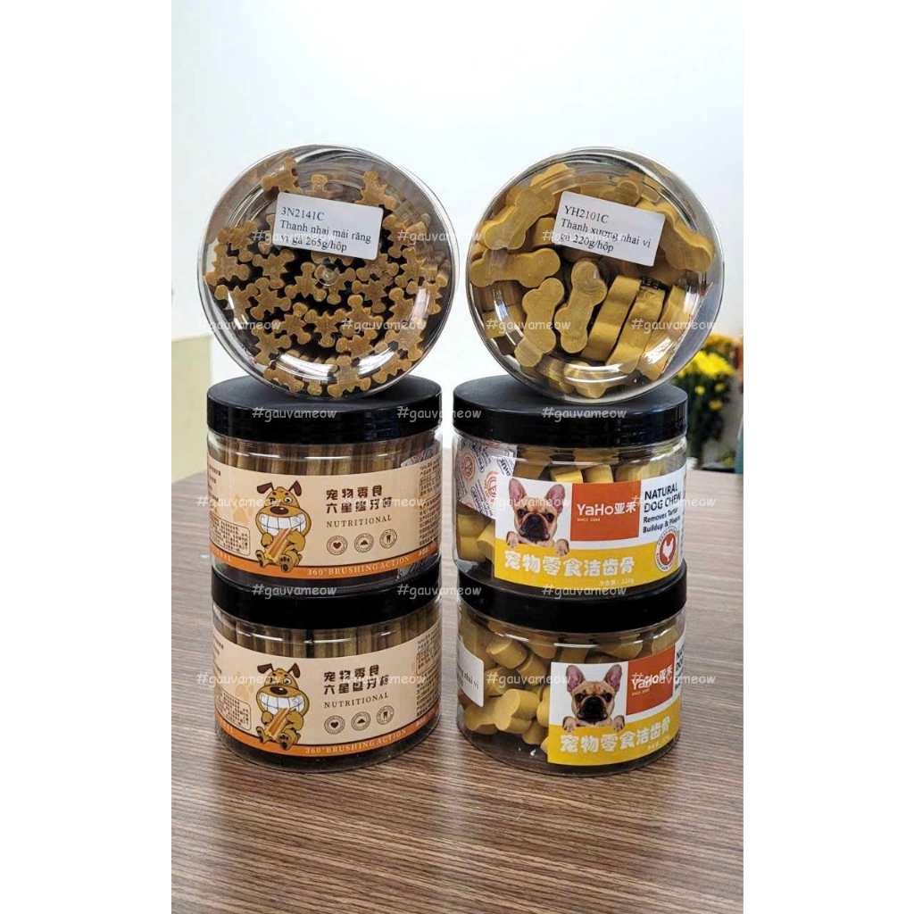 Bánh Xương gặm ăn vặt sạch răng Dental Chews Yaho cho chó 220gr hình xương nhỏ vị Bò/vị Gà