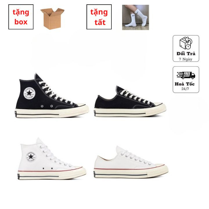 giày converse 1970s đen trắng cổ cao cổ thấp, giày thể thao cv 1970s hàng cao cấp đầy đủ phụ kiện full size nam nữ.