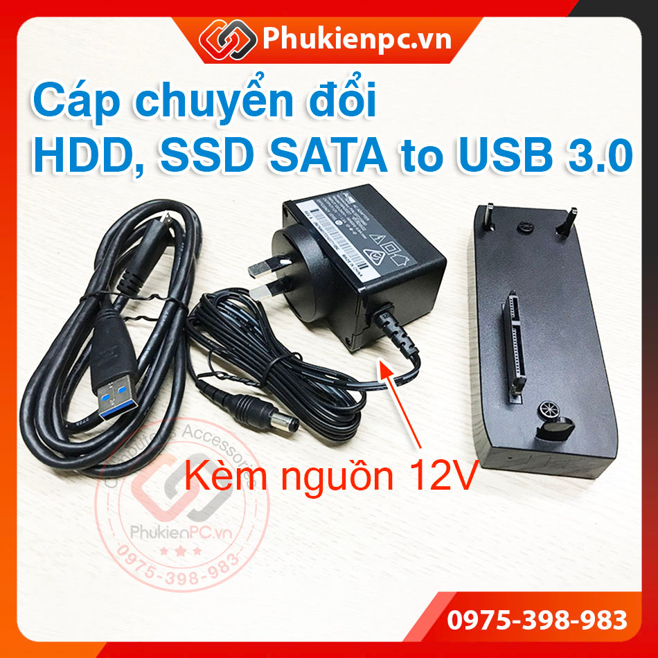 Cáp chuyển đổi USB 3.0 sang SATA SSD HDD 2.5 inch. Kết nối ổ cứng HDD SSD SATA cắm ngoài với cổng USB máy tính PC Laptop