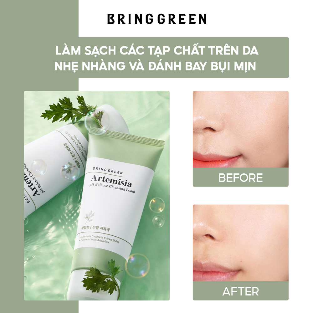 Sữa Rửa Mặt Chiết Xuất Ngải Cứu BRING GREEN ARTEMISIA PH BALANCED CLEANSING FOAM 200ml