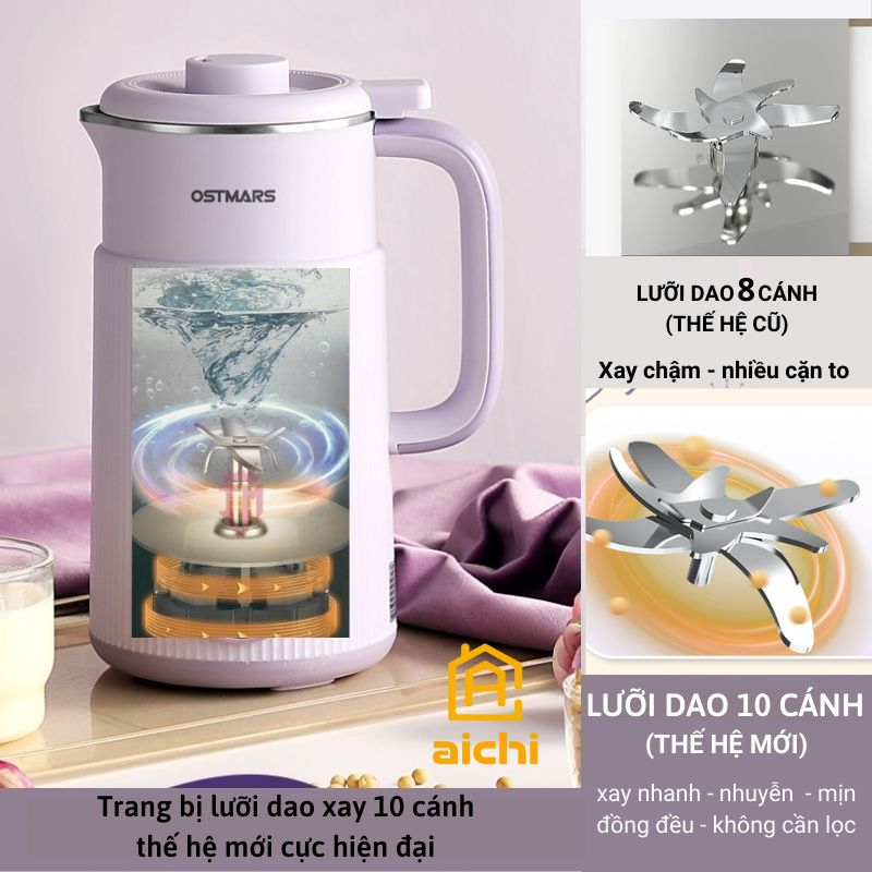 Máy Làm Sữa Hạt, Máy Nấu Sữa Hạt OSTMARS Đa Năng 800ML, Xay Nấu Tiện Lợi Bảo Hành 12 Tháng - Aichi House