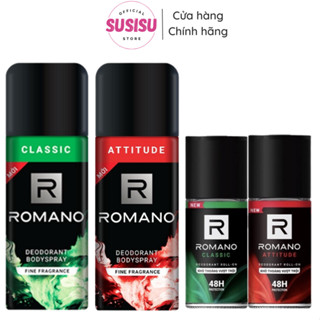 Xịt khử mùi nước hoa nam Romano Deodorant Bodyspray 150ml/Lăn nách nam ROMANO Attitude / Classic Deodorant Roll-on 50ml