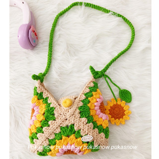 Crossbody bag 🌷Túi đeo chéo móc len nhiều size lựa chọn