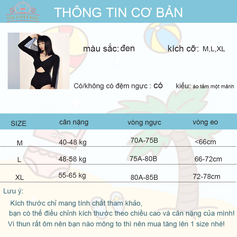 Bikini Đồ Bơi Nữ 1 Mảnh Đồ bơi nữ tay dài nhún ngực khoét lưng khoét ngực siêu sexy -co giãn Bikini liền mảnh