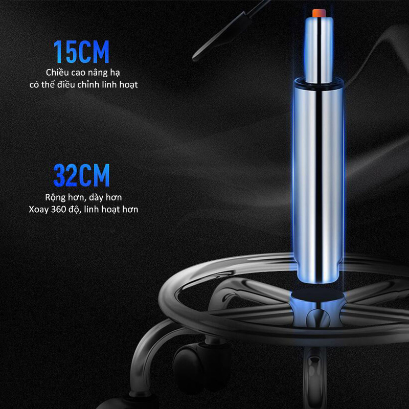 Ghế xoay 360 độ  Ghế có thiết kế 5 bánh xe di chuyển dễ dàng, bền đẹp và sang trọng.