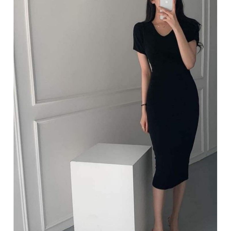 [Đầm bigsize từ 55-90kg] Đầm cổ tim tay ngắn , form dài