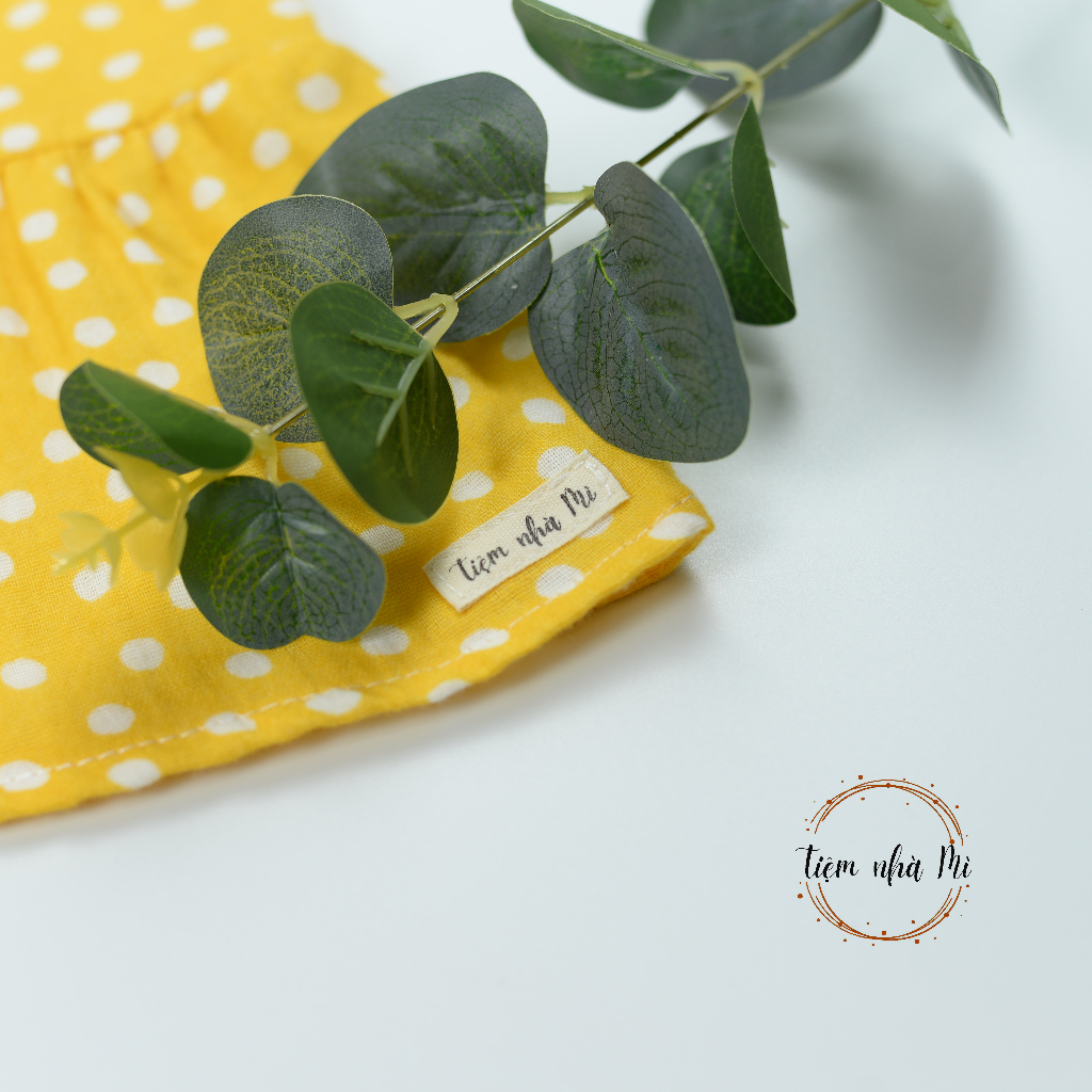 *Tiệm nhà Mì* Váy 2 dây bé gái dáng xòe họa tiết chấm bi siêu xinh chất vải xô Muslin mềm mát