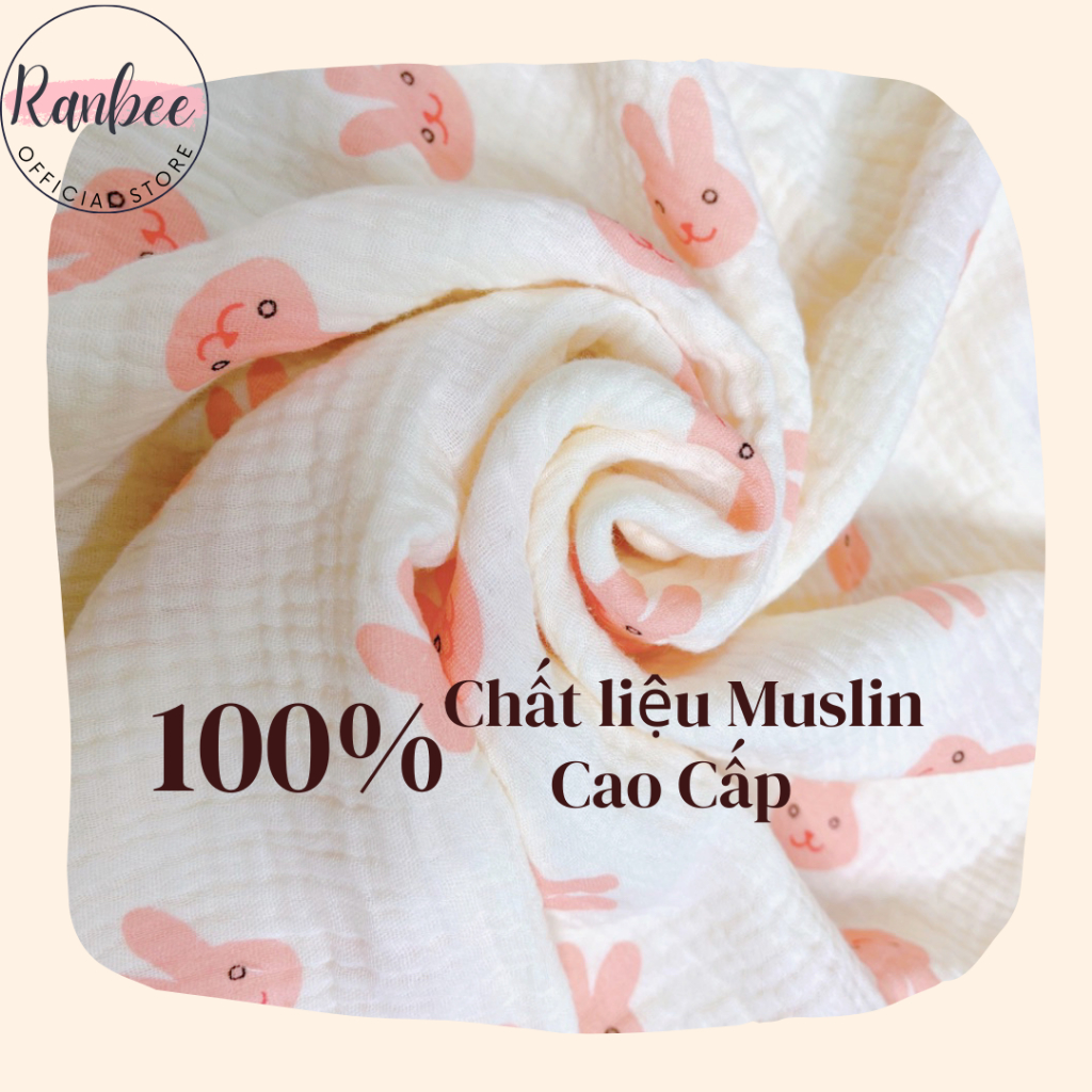 Khăn Sữa Cho Bé Ranbee - Set 5 Khăn Mặt Cho Bé Sơ Sinh Chất Xô Muslin Siêu Mềm - PN031/CB008