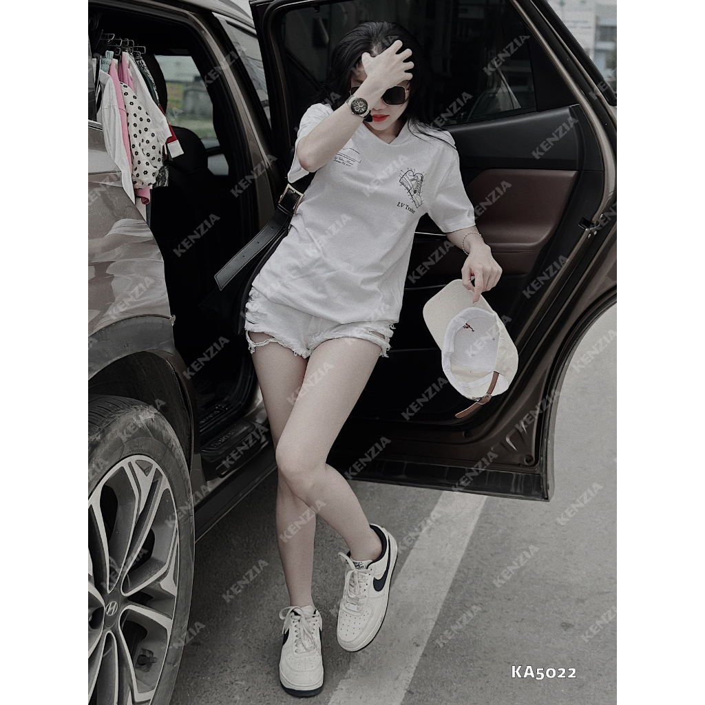 Áo Thun Nữ siêu cấp Form chuẩn Kenzia Lady- Áo Phông Cổ Tròn Tay Ngắn  Basic Cotton 100%  - KA5022