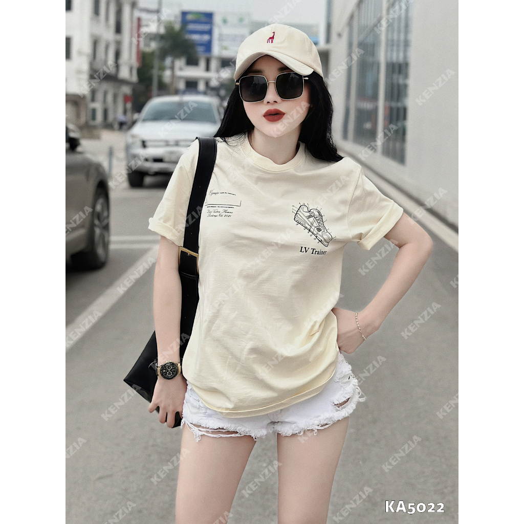 Áo Thun Nữ siêu cấp Form chuẩn Kenzia Lady- Áo Phông Cổ Tròn Tay Ngắn  Basic Cotton 100%  - KA5022