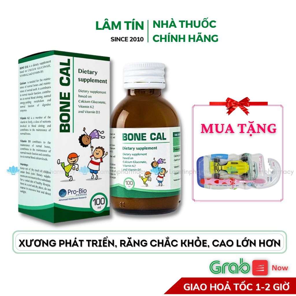 ✅(Chính Hãng) Siro BoneCal bổ sung Canxi cho bé thêm Vitamin D3 K2 tăng hấp thu tốt cho răng xương lọ 100ml
