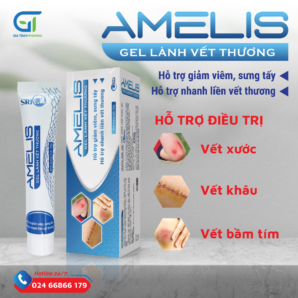Gel Lành Vết Thương AMELIS - Hỗ Trợ Giảm Viêm, Sưng Tấy, Nhanh Liền Vết Thương