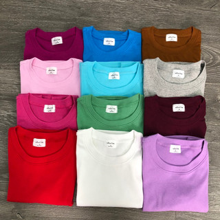 Áo thun gân basic cổ tròn