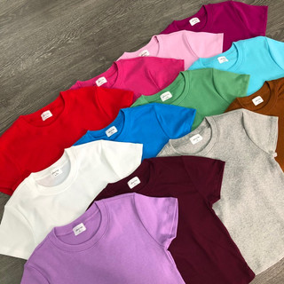 Áo thun gân basic cổ tròn