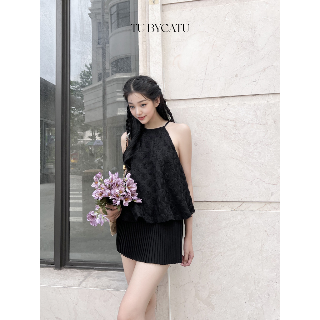 TUBYCATU | Áo yếm ren lưới nâu/ đen