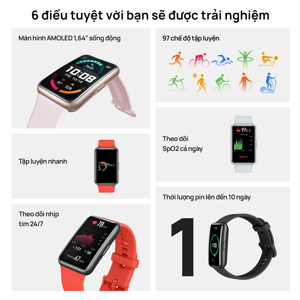 [Mã ELHW10 giảm 500K đơn 500K] Bộ Sản Phẩm Huawei (Tai nghe HUAWEI FreeBuds SE+Đồng Hồ Thông Minh HUAWEI WATCH)