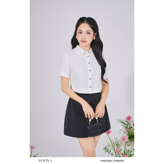 Áo sơ mi cộc tay chất xốp dáng croptop Yoona - YH2C550