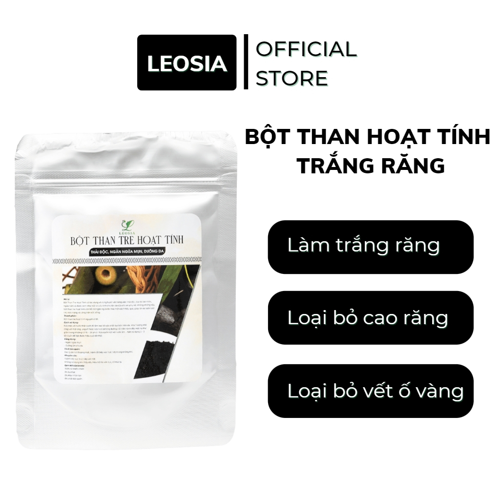 Bột đắp mặt hữu cơ Leosia nguyên chất 100G dưỡng trắng da, tẩy da chết, ngừa nám và thâm mụn