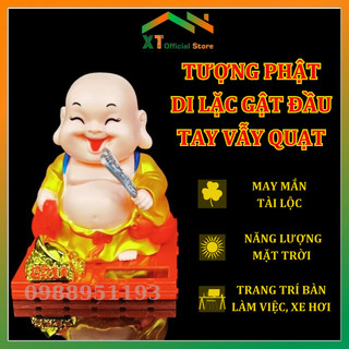 Tượng Phật Di Lặc Gật Đầu Vẫy Quạt Năng Lượng Mặt Trời,Tượng Phật Như Lai Gật Đầu Để Taplo Xe ô tô