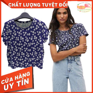 Áo thun nữ croptop AREO DƯ XỊN hoa nhí mềm mát trẻ trung