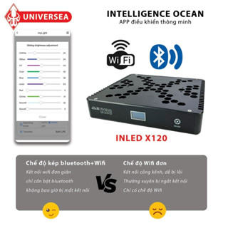 ( CHÍNH HÃNG )Đèn led  Inled X120 G6 WIFI cho bể cá biển, bể san hô chuyên nghiệp bản thay thế đèn K7 v3 wifi