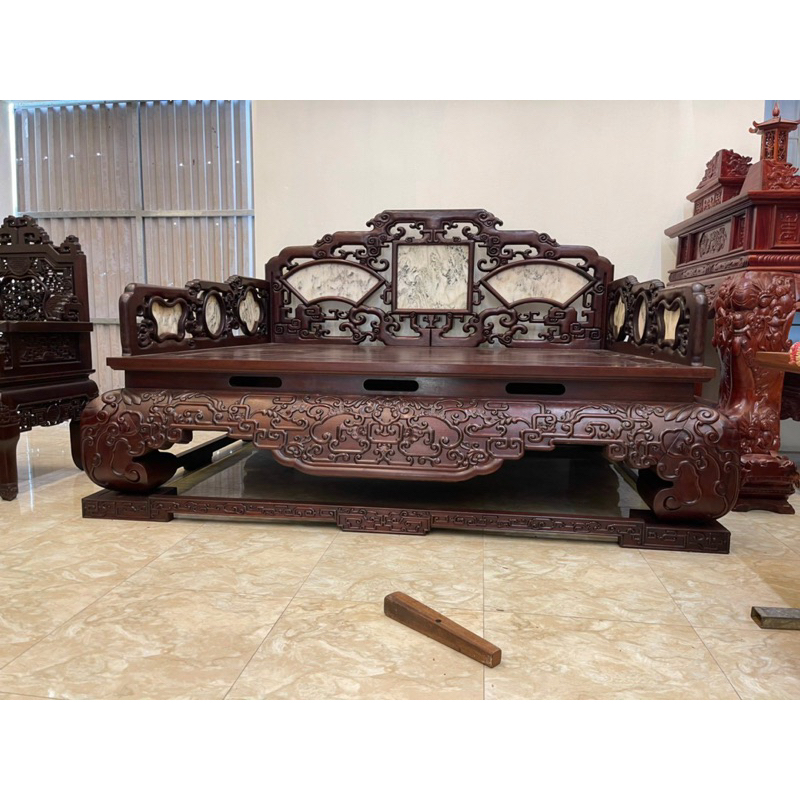Giường Ba Thành Gỗ Gụ Lào Siêu Vip