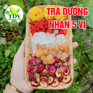 Combo 5 gói Trà Dưỡng Nhan 5 Vị (Gồm: 25g Hoa Cúc; 35g Nụ Hoa Hồng; 50g Long Nhãn; 50g Kỷ Tử; 70g Táo Đỏ)
