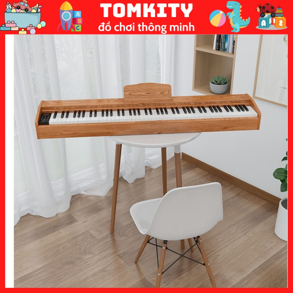 Đàn Piano Gỗ Điện Tử 88 Phím Kèm Chân Đỡ Kim Loại Và Sạc Nhanh - Đồ Chơi Trẻ Em