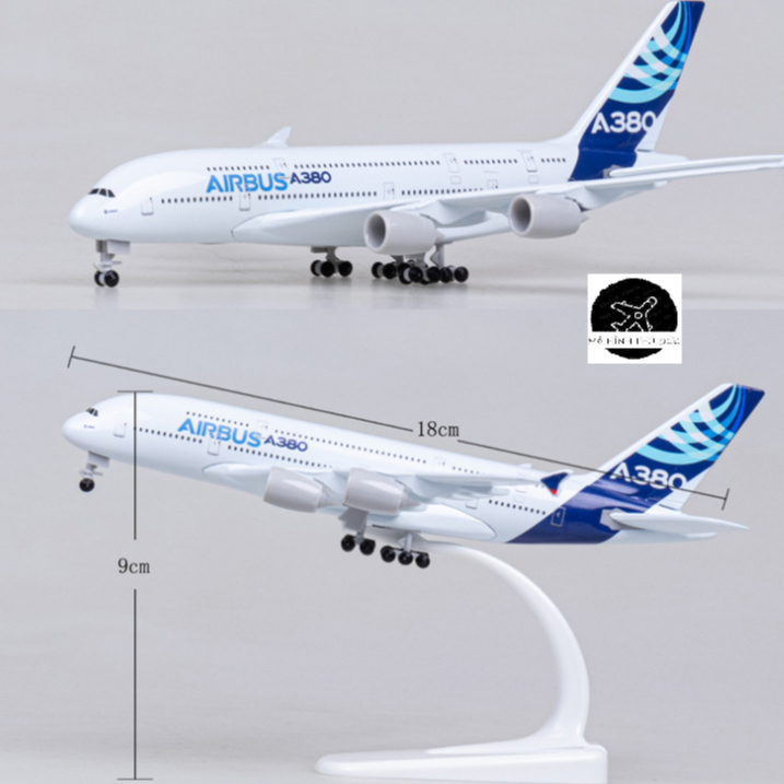 Mô Hình Máy Bay A380 Hãng Airbus - Mô Hình Kim Loại Cao Cấp Có Bánh Xe Đúc Khuôn Tỉ Lệ 1/400