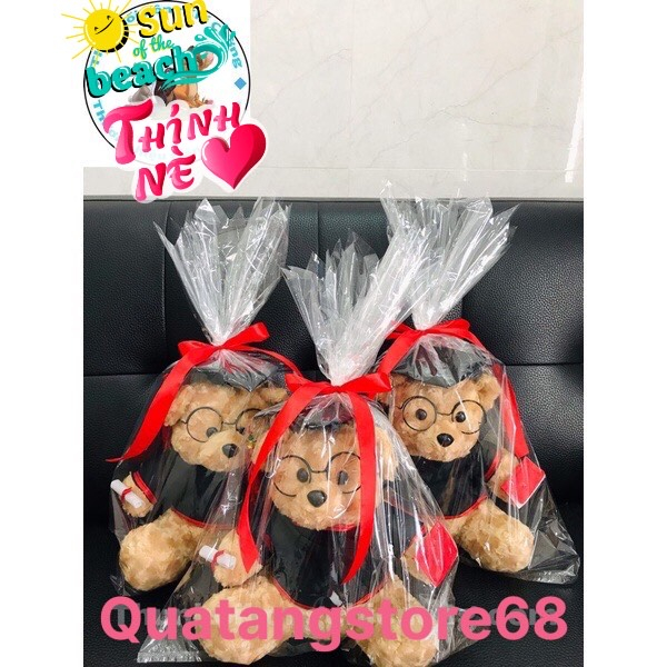 (HN Hỏa Tốc 24/7) Gấu cử nhân lông mắt kính,quà tặng tốt nghiệp trang trí sét quà sang chảnh