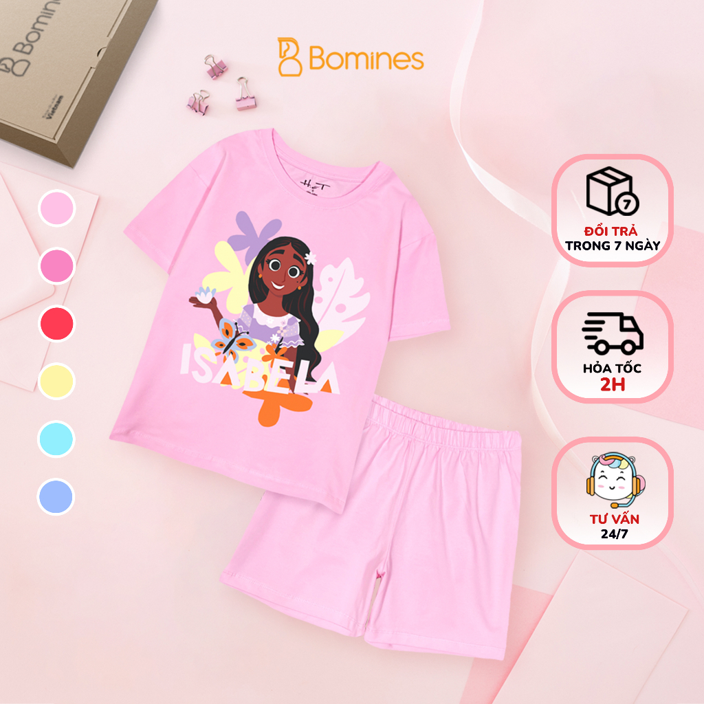 Đồ bộ bé gái hoạt hình Encanto, set quần áo hè thun cotton thoáng mát cho bé 4-12 tuổi 14-36kg DBSBGENCANTO