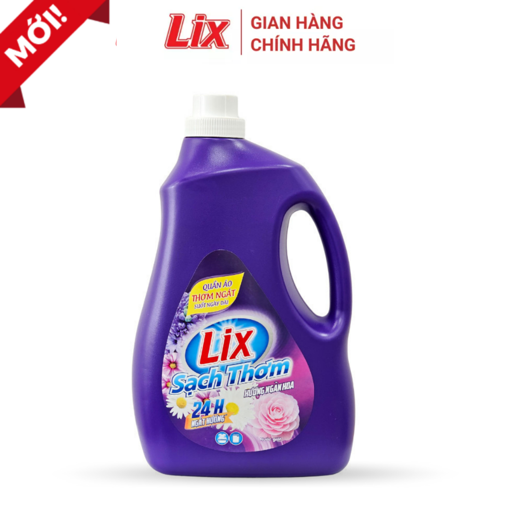 Nước giặt Lix sạch thơm hương ngàn hoa chai 3.3kg sạch nhanh vết bẩn N7201 gấp đôi sức mạnh giặt tẩy - Lixco Việt Nam