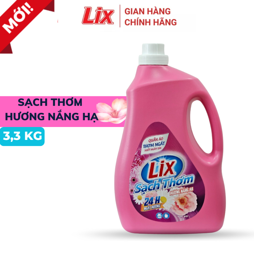 Nước giặt Lix sạch thơm hương nắng hạ 3.3kg  CHAI N7301 tăng gấp đôi sức mạnh giặt tẩy quần áo - Lixco Việt Nam