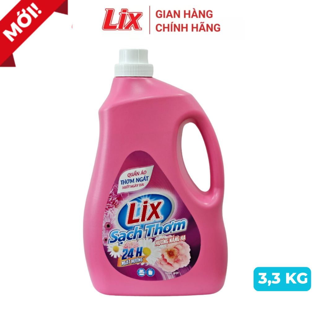 Nước giặt Lix sạch thơm hương nắng hạ 3.3kg  CHAI N7101 tăng gấp đôi sức mạnh giặt tẩy quần áo - Lixco Việt Nam