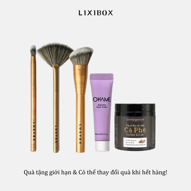 [HB Gift] Combo Cọ Mắt, Cọ Phấn, Cọ Má, Kem Dưỡng, Tẩy Tế Bào Chết