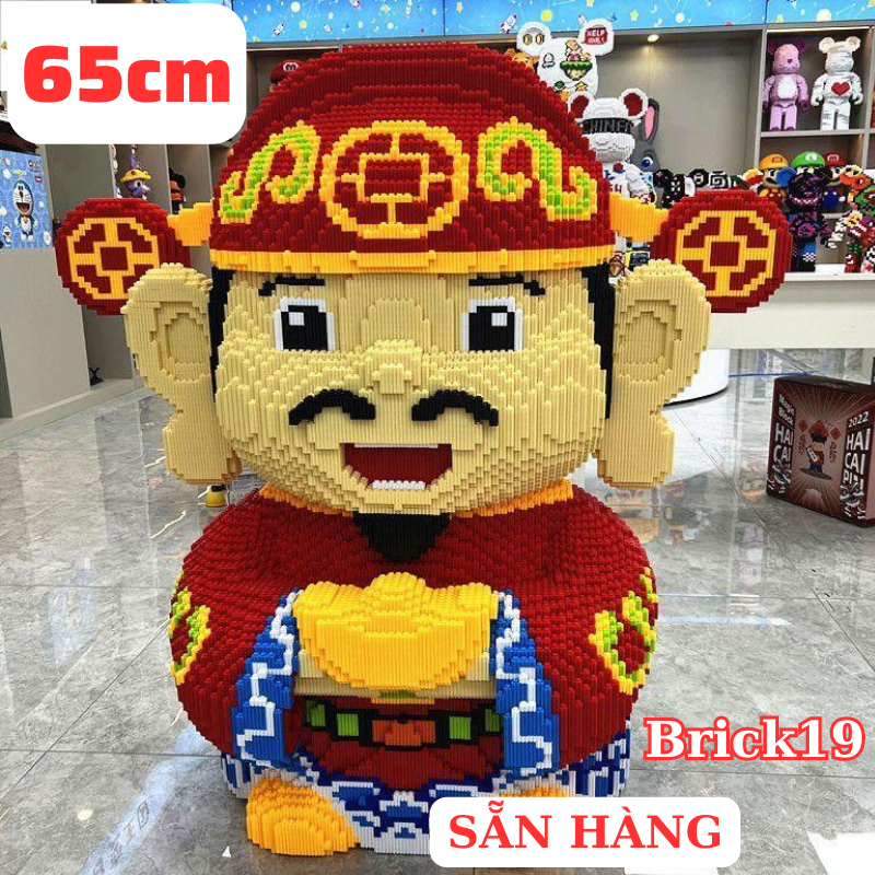 Mô hình lắp ghép lego Thần Tài 65cm cỡ lớn, Lego Ông Thần Tài cỡ lớn 65cm-41cm Sẵn Hàng Tặng Búa