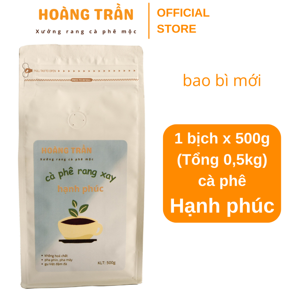 500g Cà Phê Nguyên Chất Rang Mộc – Hạnh Phúc - [500g/bịch]