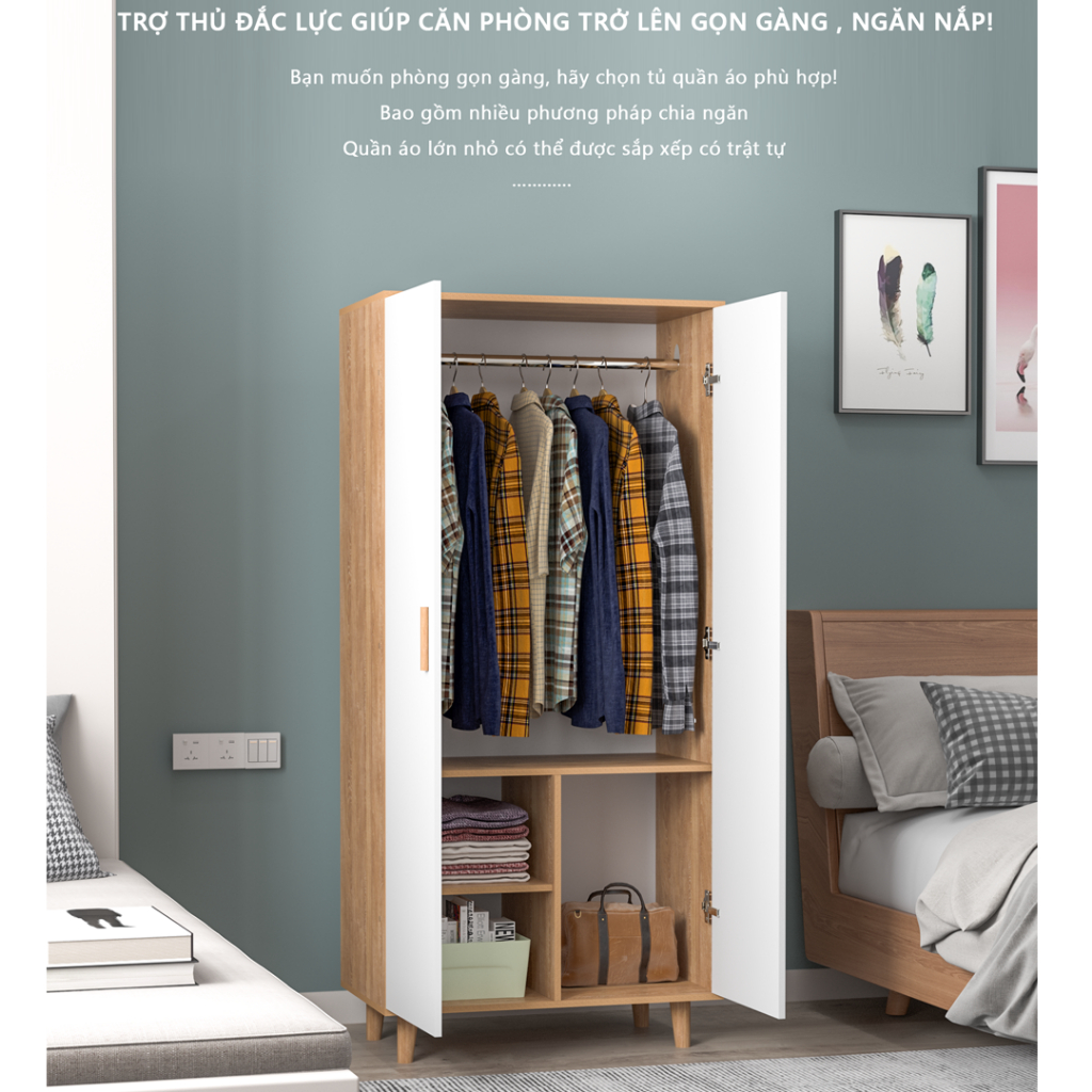 Tủ quần áo 2 cánh thông minh thương hiệu MEIR FURNITURE - GP129