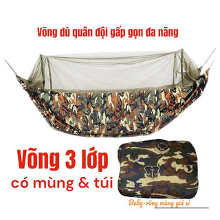 Võng mùng rằn ri du lịch xếp gọn du lịch vải trơn